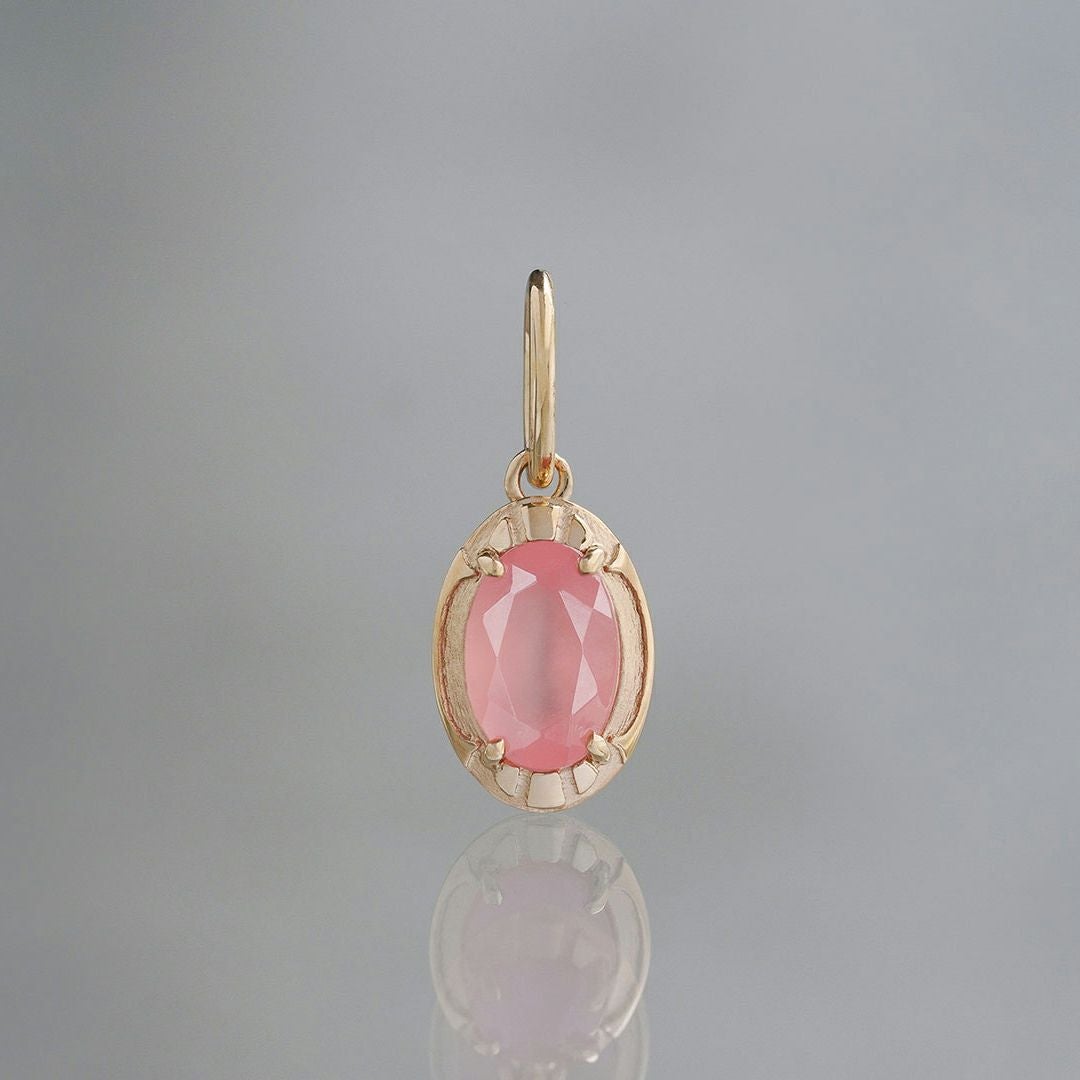 ハリックァ　ロードクロサイトチャーム(K18) Rhodochrosite round necklace /ロードクロサイト | Hariqua