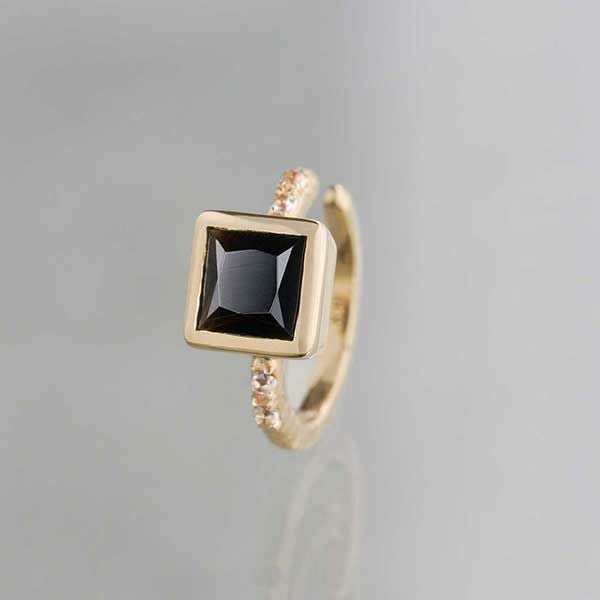 Morion × Obsidian ear cuff /モリオン | Hariqua-パワーストーン 