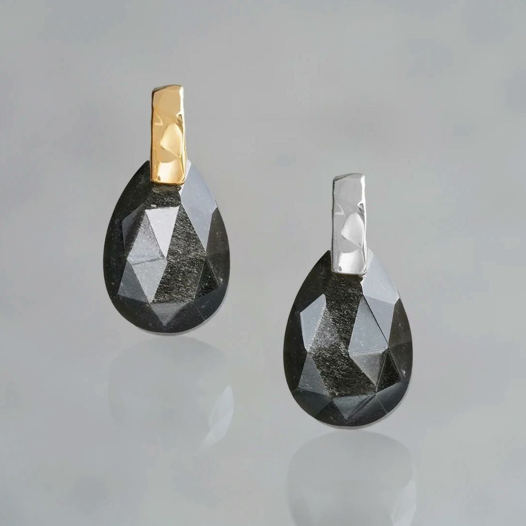 Obsidian pendulum necklace /オブシディアン.（ゴールド