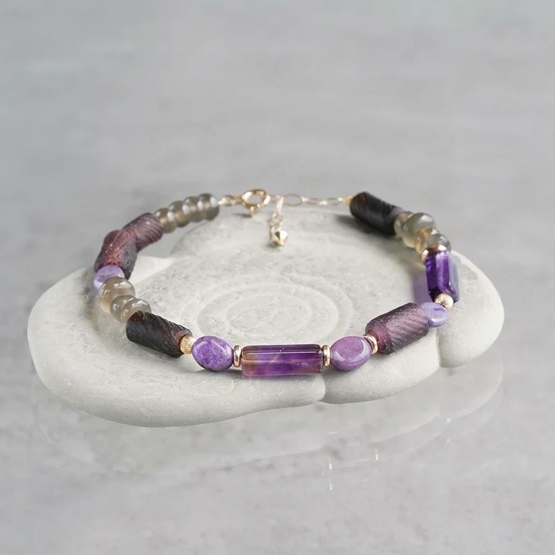 Purple jade × Blue sapphire bracelet /パープル翡翠、ブルー