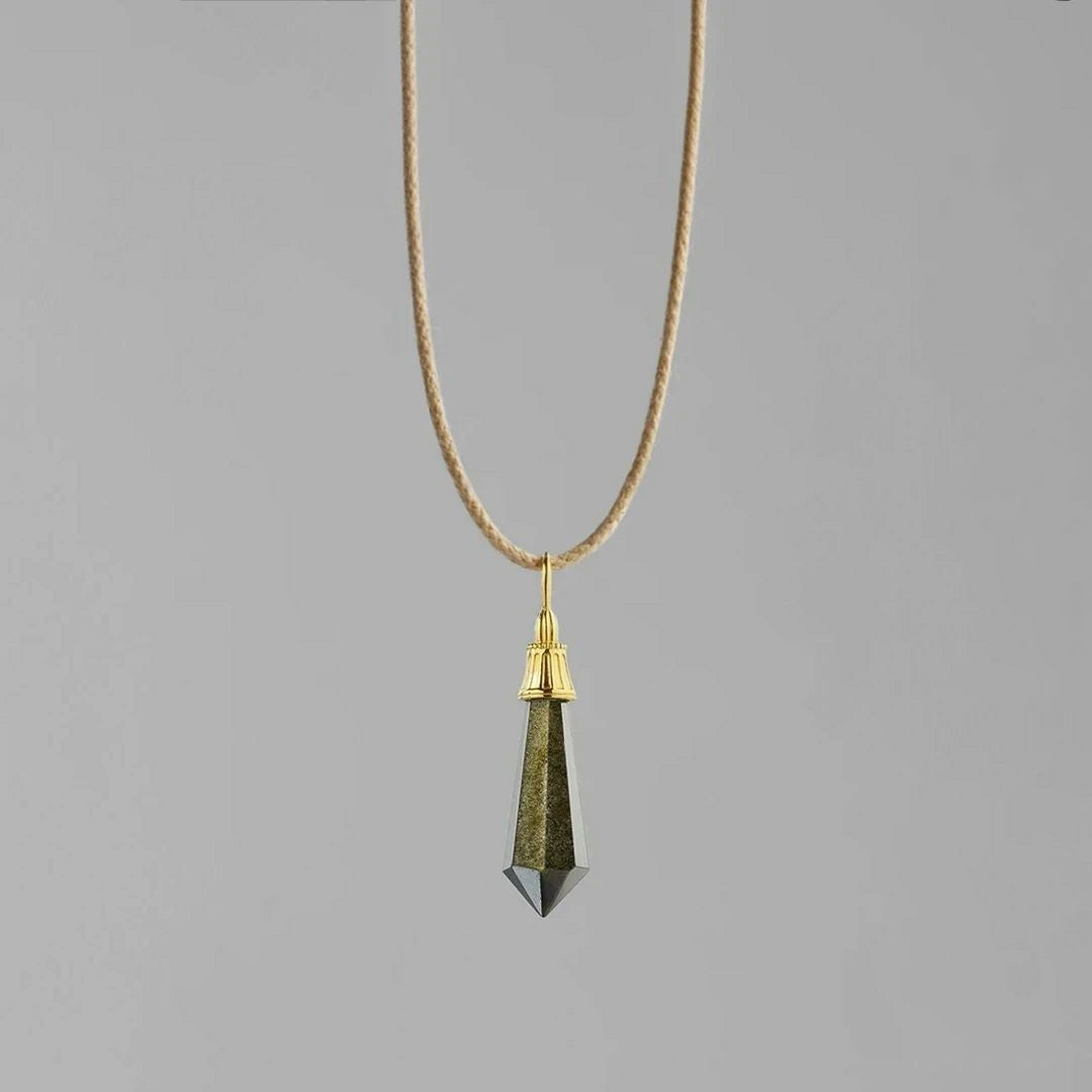 ゴールドオブシディアン Obsidian pendulum necklace /オブシディアン.（ゴールド