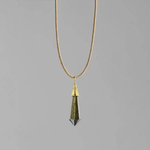 Obsidian pendulum necklace /オブシディアン.（ゴールド 