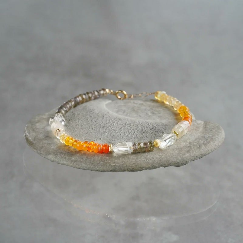 Fire opal × Quartz bracelet /ファイアオパール、クォーツ | Hariqua 