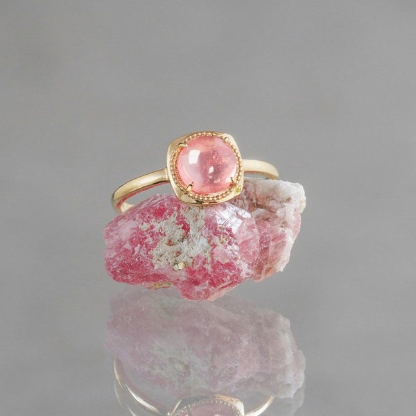 Rhodochrosite round pinky ring /ロードクロサイト | Hariqua 