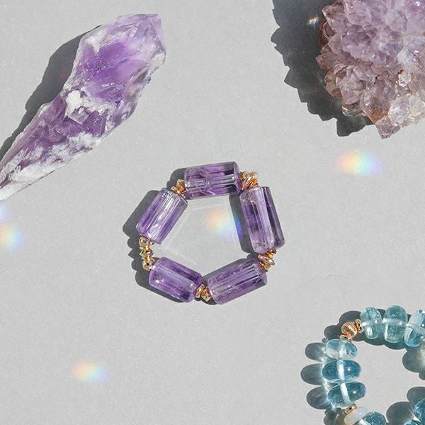 Amethyst cylinder ring /アメシスト | Hariqua-パワーストーンジュエリー-