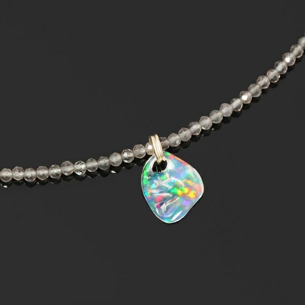 Water opal × Gray moonstone necklace 1.00 /ウォーターオパール