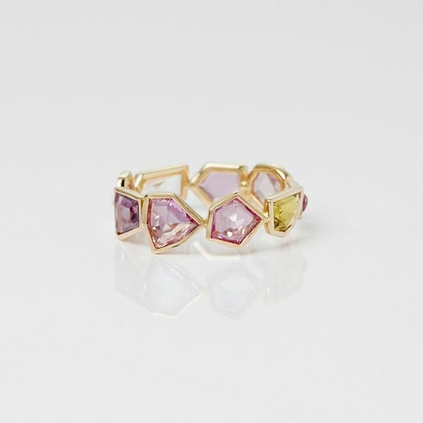 まゆどん★ドイツ産アウイナイト&ピンクサファイア★10Kリングオーダー Multi sapphire one of a kind ring /ピンクサファイア、イエロー