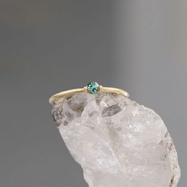 Blue green tourmaline round pinky ring /ブルーグリーントルマリン