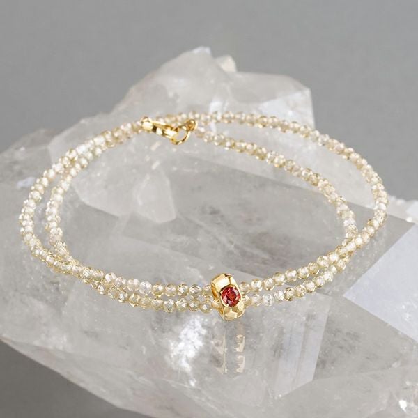 Oregon sunstone × Zircon choker bracelet /オレゴンサンストーン 