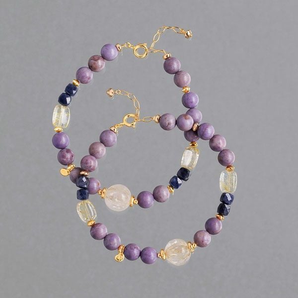 Purple jade × Blue sapphire bracelet /パープル翡翠、ブルー 