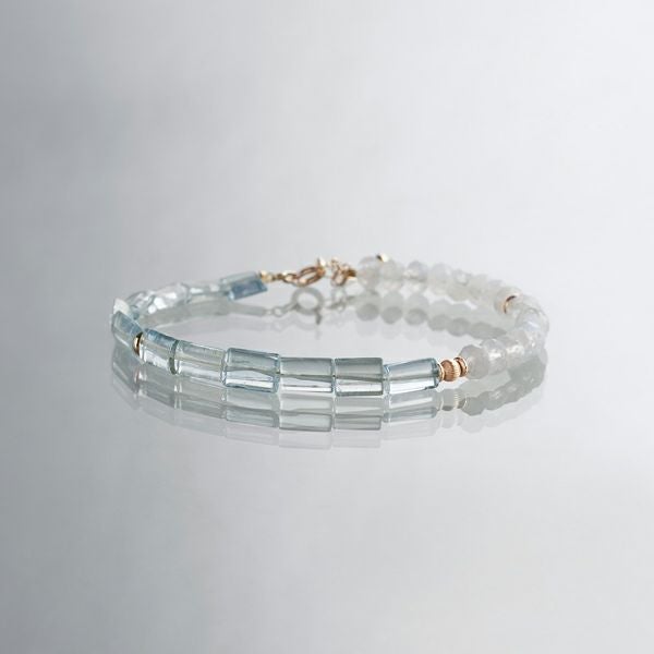 Aquamarine × Rainbow moonstone charm /アクアマリン、レインボー