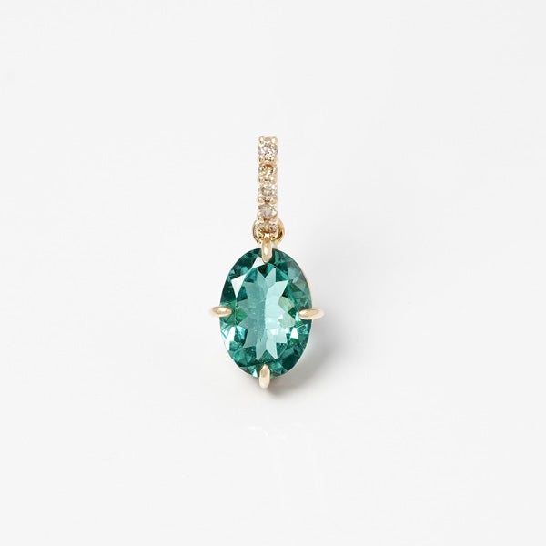 Blue green tourmaline × Brown diamond charm 0.76 /ブルーグリーン