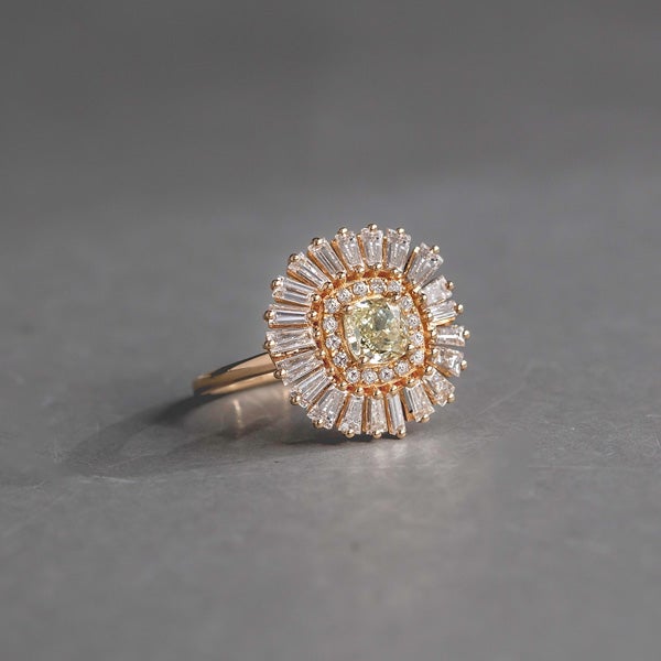 Yellow diamond × Diamond ring 1.96 /イエローダイヤモンド | Hariqua