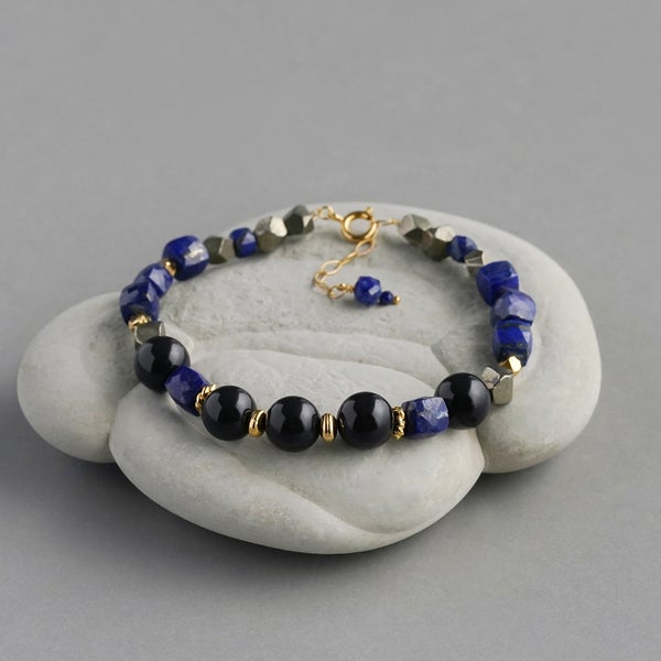 Black Nephrite × Lapis lazuli bracelet /ブラックネフライト（黒翡翠