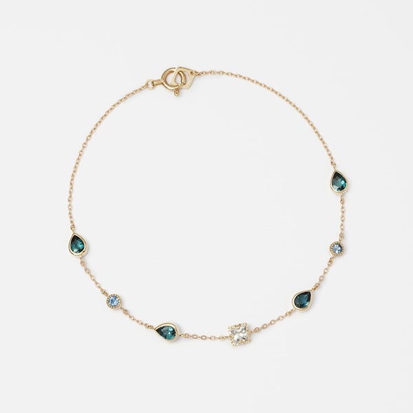 Blue tourmaline × Santamaria aquamarine Balancing bracelet 0.92