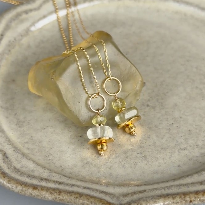 Libyan glass × Lemon quartz nuts charm /リビアングラス | Hariqua