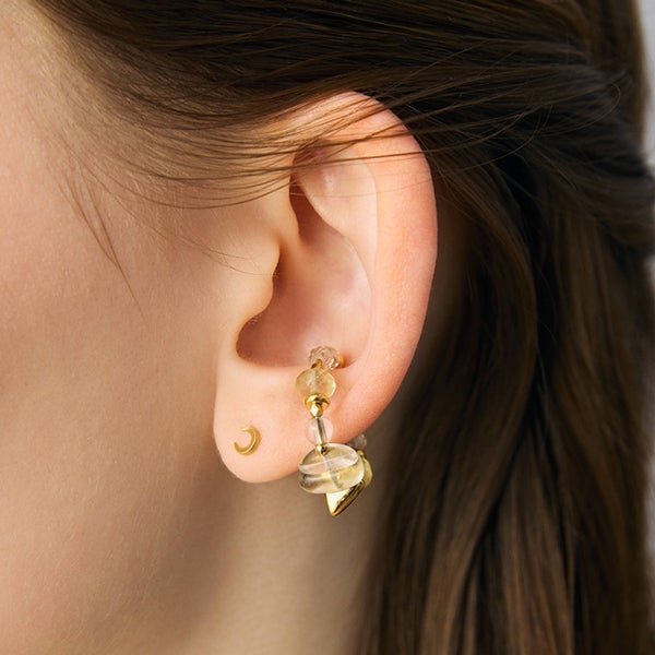 Libyan glass × Lemon quartz ear cuff /リビアングラス | Hariqua