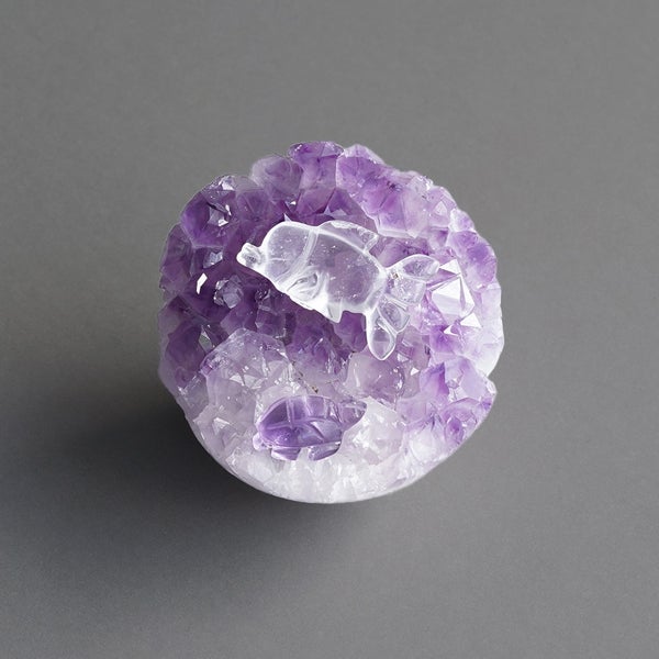 Amethyst & Quartz sea animal carving A /アメシスト、クォーツ