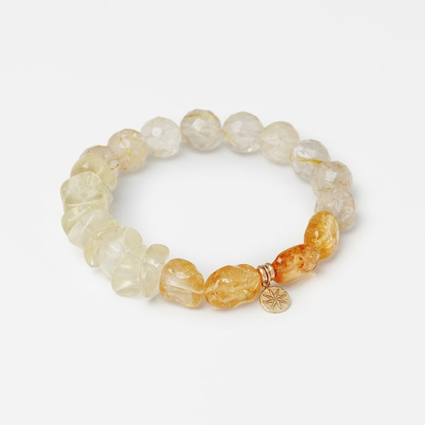 Imperial topaz × Libyan glass one of a kind bracelet /インペリアル