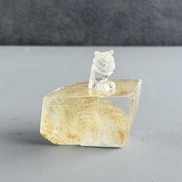 Quartz Owl & Yellow calcite /クォーツ、イエローカルサイト