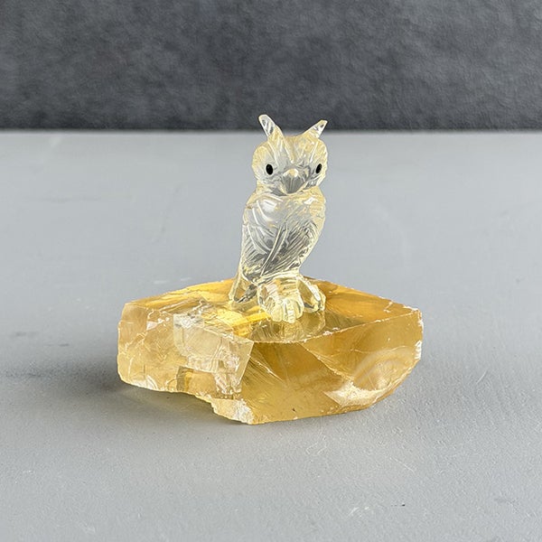 Lemon quartz owl & Yellow calcite /レモンクォーツ、イエローカル