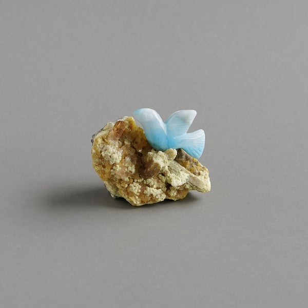 Larimar bird & Sulfer × Calcite /ラリマー、サルファー、カルサイト