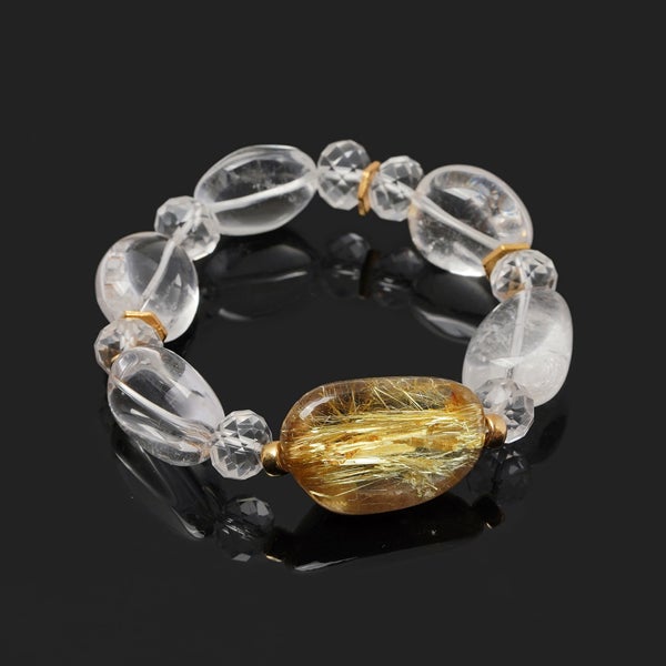 Rutile quartz × Quartz one of a kind bracelet /ルチルクォーツ