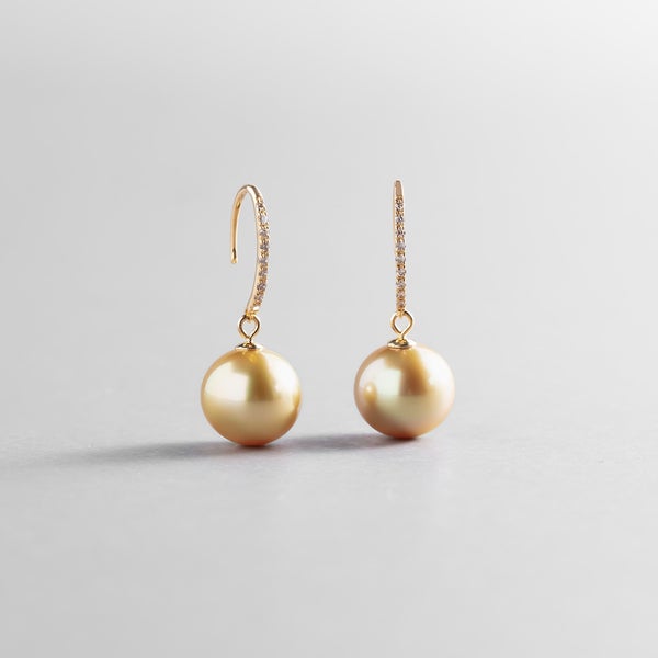 Gold pearl × Diamond pierce 9.4mm /ゴールド真珠（パール