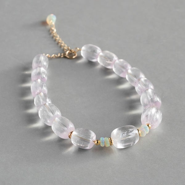 Kunzite × Crystal opal one of a kind bracelet /クンツァイト