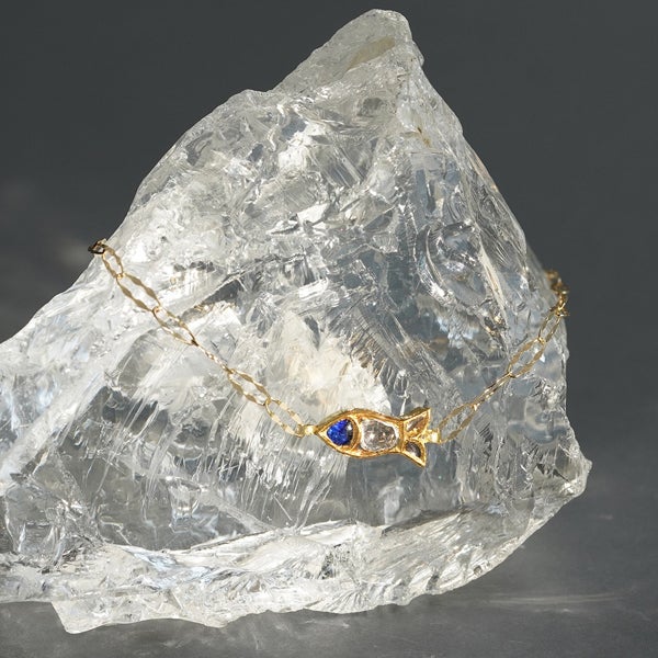 Lapis lazuli FISH × Diamond one of a kind bracelet K22